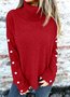 Damen Baumwolle Unifarben Langarm Bequem Lässig Pullover