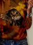 Retro Tier Rundhals Langarm T-Shirt