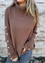 Damen Baumwolle Unifarben Langarm Bequem Lässig Pullover