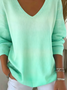 Damen Baumwolle Farbverlauf Langarm Bequem Lässig Pullover