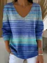 Damen Baumwolle Farbverlauf Langarm Bequem Lässig Pullover