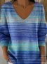 Damen Baumwolle Farbverlauf Langarm Bequem Lässig Pullover