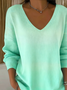 Damen Baumwolle Farbverlauf Langarm Bequem Lässig Pullover