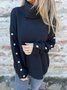 Damen Baumwolle Unifarben Langarm Bequem Lässig Pullover