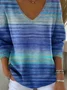 Damen Baumwolle Farbverlauf Langarm Bequem Lässig Pullover