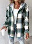 Damen Frühling/Herbst Oberbekleidung Retro Print Gestreift Langarm Stehkragen Jacke