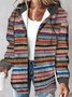 Damen Frühling/Herbst Oberbekleidung Retro Print Gestreift Langarm Stehkragen Jacke