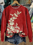 Lässig Rundhals Geblümt Sweatshirt Print