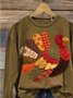 Lässig Rundhals Truthahn Sweatshirt Print
