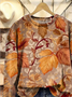 Lässig Rundhals Ahornblatt Sweatshirt Print