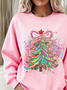 Lässig Rundhals Weihnachten Sweatshirt Print