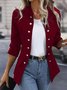 Damen Frühling/Herbst Oberbekleidung Lässig Unifarben Langarm Jacke