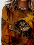 Retro Tier Rundhals Langarm T-Shirt