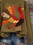 Lässig Rundhals Truthahn Sweatshirt Print