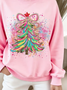 Lässig Rundhals Weihnachten Sweatshirt Print
