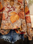 Lässig Rundhals Ahornblatt Sweatshirt Print