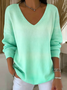 Damen Baumwolle Farbverlauf Langarm Bequem Lässig Pullover