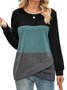 Lässig Rundhals Gestreift Sweatshirt