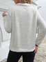 Lässig V-Ausschnitt Unifarben Sweatshirt