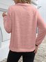 Lässig V-Ausschnitt Unifarben Sweatshirt