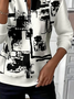 Lässig Rundhals Abstrakt Sweatshirt Print