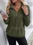 Lässig V-Ausschnitt Unifarben Sweatshirt
