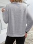 Lässig V-Ausschnitt Unifarben Sweatshirt