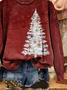 Lässig Rundhals Weihnachtsbaum Sweatshirt Print
