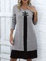 Damen Farbblock Frühling/Herbst Kleid Rundhals Langarm A-Linien-Kleid