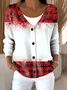 Damen Verlaufsmuster Langarm Bequem Retro Strickjacke