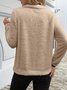 Lässig V-Ausschnitt Unifarben Sweatshirt