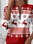 Lässig Rundhals Weihnachten Sweatshirt Print