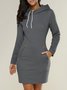 Damen Unifarben Frühling/Herbst Nahtverarbeitung Kleid Kapuze Langarm Tanktop A-Linien-Kleid