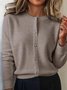 Damen Unifarben Langarm Bequem Retro Strickjacke
