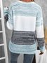 Damen Baumwolle Gestreift Langarm Bequem Lässig Pullover