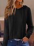 Damen Unifarben Langarm Bequem Retro Pullover
