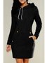 Damen Unifarben Frühling/Herbst Nahtverarbeitung Kleid Kapuze Langarm Tanktop A-Linien-Kleid