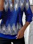Lässig Rundhals Abstrakt Sweatshirt Print