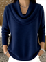 Damen Baumwolle Unifarben Langarm Bequem Lässig Pullover
