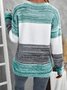 Damen Baumwolle Gestreift Langarm Bequem Lässig Pullover
