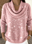 Damen Baumwolle Unifarben Langarm Bequem Lässig Pullover