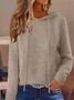 Damen Unifarben Langarm Bequem Retro Pullover