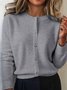 Damen Unifarben Langarm Bequem Retro Strickjacke