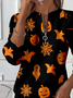 Lässig Rundhals Halloween Sweatshirt Print