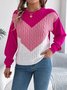 Damen Baumwolle Geometrisch Langarm Bequem Lässig Pullover