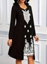 Damen Geometrisch Frühling/Herbst Kleid V-Ausschnitt Langarm A-Linien-Kleid