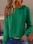 Damen Unifarben Langarm Bequem Retro Pullover