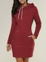 Damen Unifarben Frühling/Herbst Nahtverarbeitung Kleid Kapuze Langarm Tanktop A-Linien-Kleid