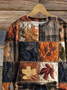 Lässig Rundhals Ahornblatt Sweatshirt Print