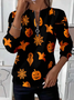 Lässig Rundhals Halloween Sweatshirt Print